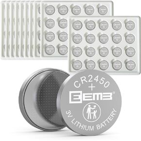 EEMB 5 Pack CR2450 Battery 3V Lithium Battery 2450 Button Coin Cell Batteries DL2450、ECR2450、BR2450 for Watch Tea Lights Votive Candles Alarm System Car Key Fob Remote Control Calculators Toys Games