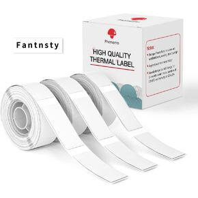 Phomemo Printer Paper D30 Sticker Thermal Paper Self-Adhesive Label Tape Black on White Self-Adhesive, 14 x 50 mm (0.55 x 1.97 Inch) 160 Tapes/Roll, 3-Roll