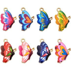 Butterfly Alloy Pendant,Making Jewelry Enamel Mixed Color Butterfly Pendant 30Pcs for DIY Necklace Bracelet Earrings Decoration Charm Fashion Style Accessories
