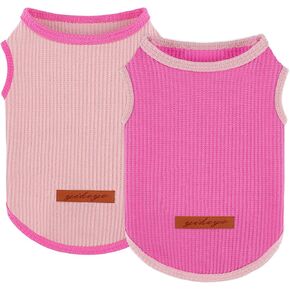 kosiyi 2pack dog shirt سترة وافل الكلب ملابس للكلاب الصغيرة بويت فتاة ربيع صيف جرو تي شيرتات ناعمة التنفس دبابة أعلى أكياس من النوع الثقيل للقطعة حيوان أليف القط ، الأزرق+الشريط ، xs