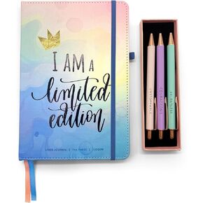 Mesmos الأنيقة Designer Pen & Vegan Leather Journal Bundle ، هدايا ملهمة للنساء ، ونقلت التحفيزية ، الحبر الألماني على ورقة سلسة 100GSM - مثالية للإبداع والإلهام