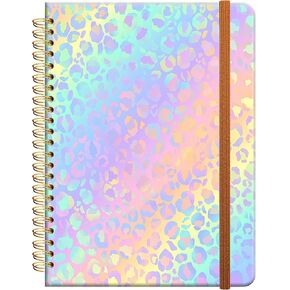 Ruled Spiral Writing Notebook,A5 Hardcover Lined College Journal for Women Lady Girl,Fashion Strong Twin-Wire Binding with Premium Paper,8.4" X 6",Perfect for School,Office,Home Gifts(Cute Cowhide