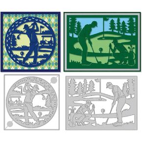 Playing Golf Scene Cutting Dies Card Making Hitting Ball Die Cut Carbon Steel Die Cuts Stencils Card Scrapbooking Embossing Template for Sports Season DIY Paper Craft Making Album Invitation