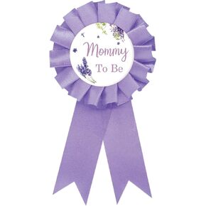 Lavender Mom to Be Tinplate Badge Pin, Purple Flower Best Mom Ever Pin, Gender Reveal Button for New Parents, Purple Rosette Mama to Be Award Ribbon, Flower Baby Shower Party Favors