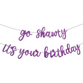 Go Shawty It's Your Birthday Banner, Hip Hop Birthday Party Decorations Supplies, Rap Theme Happy Birthday Sign Photo Props for Man Women birthday Party Supply(Purple)