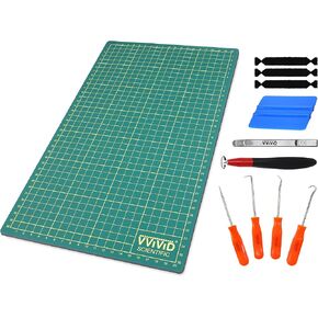 VViViD Green Self-Healing 14 Inches x 8.25 Inches Gridded & Ruled Cutting Mat For Arts, Crafts & Drafting Including Multi-Use Toolkit