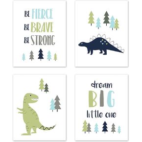 مطبوعات فنية جدارية لحيوانات المزرعة من Sweet Jojo Designs لديكور غرفة الأطفال والحضانة والأطفال - مجموعة من 4 قطع - ألوان مائية لحصان المزرعة والبقرة والأغنام والخنزير in Kuwait