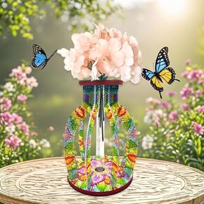 DIY Diamond Art Vase Kit للبالغين - زارع مائي كريستال 5D المتلألئ ، الحرف اليدوية الفريدة لديكور المكاتب المنزلية ، هدية إبداعية مثالية للنساء (Vivid)