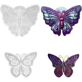 Dakuan 2 PCS LifeLike Butterfly Silicone Resin Mould ، قوالب راتنجات الايبوكسي الحيوانية ، قوالب سليكونات الفراشة ثلاثية الأبعاد من أجل راتنج الايبوكسي لزينة الجدار غرفة المعيشة