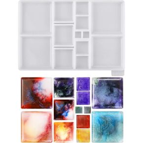 Square Resin Pendant Mold, Silicone Molds, with 13 Cavities