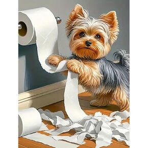 Canrichshop Little Puppy 5D Diamond Painting for Adults,Diamond Art Kits for Beginners,Cute Dog Round Full Drill Diamond Dot for Home Wall Decor 12X16 inch