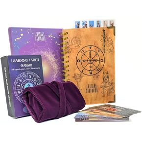 Witchy Cauldron Tarot Learning Set for Beginners: Learning Cards for Beginners, Satin Holder and Tarot Journal for Planning Spiritual (Purple)