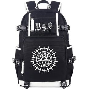 Roffatide Anime Black Butler Luminous Schoolbag Laptop Backpack Rucksack with USB Charging Port & Headphone Port Black