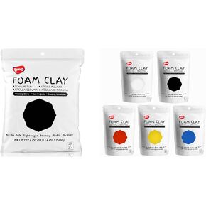 Bohs Black Squishy Slime و Modeling Foam Clay 1.1 رطل + ألوان أولية الوحل وطين نمذجة الرغوة ، جاف الهواء ، لمشروع الفنون والحرف المدرسية