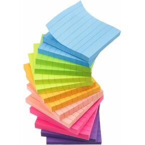 Early Buy Lined Sticky Notes 3x3 Inch, 14 Pads/Pack with Lines Notepads, 7 Bright Colors Self-Stick Pads, 80 Sheets/Pad, Total 1120 Sheets