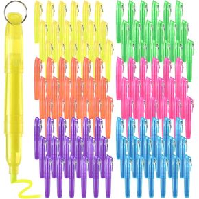108 Pcs Mini Highlighters, 3.4" Pocket Highlighter with Key Ring, 6 Colors Smooth Liquid Highlighters Fluorescent Color Pens for Students Teachers Offices, Colorful Portable Makers for Marking Notes