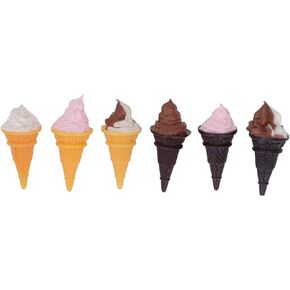 6pcs Dollhouse Ice Cream ، راتنجات عالية محاكاة مصغرة الديكور طعام الآيس كريم لدمى البيت المطبخ مصغرات الآيس كريم المخاريط
