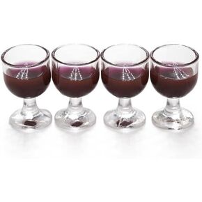 4 Pcs Red Wine 1/12 Miniature Wine Glasses Dollhouse Decoration Accessories Decoration Model Living Room Scene Craft Displays