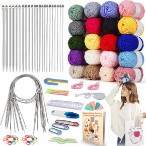 Aeelike Knitting Kit for Beginners, 88 PCS Knitting Kits Complete Knitting Set Including Yarns Knitting Needles Set Detailed Instructions, Learn to Knitting Kit, Ideal Gift