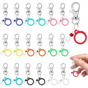 20 PCS CILICONE PEN مقطع مع قفل جراد البحر ، حامل القلم المصنوع من الحبل الصغير ، حامل قلم الشارة ، إكسسوارات بكرة شارة قابلة للسحب (ملونة)