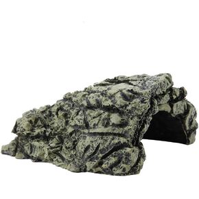 Topincn Fish Hiding Cave Aquarium غير سامة محاكاة عالية الزواحف الزواحف الزواحف إخفاء دخان الموائل زخرفة (كبيرة)