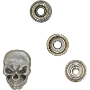 Tandy Leather Skull Line 24 Snap Nickel Plate W/Black 1265-01
