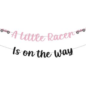 Race Car Baby Shower Decorations for Girls ، A Little Racer على الطريق ، وزينة حفلات سيارة السباق الوردي ، و Racing Car Baby Shower Banner ، و Let Go Racing Party Supplies