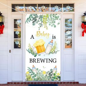 Beauty or Beast Baby Shower Door Banner Decorations Gender Reveal Party Pregnancy Celebration Red Rose Flower and Kingship Sign Party Photography Background,Gold,73 x 37 inch