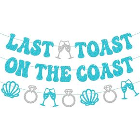Last Toast on the Coast Banner Beach Bachelorette Party Decorations for Girl Women Nautical Bridesmaid Coastal Bride To Be Blue Bridal Shower Party Supplies in Kuwait