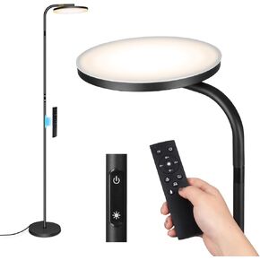 LED Floor Lamp, 36W Super Bright Standing Light, Modern Stepless Dimmable Torchiere Tall Lamp with Remote Control, 350°Rotating Head Reading Floor Lamp for Living Room, Bedroom, Office