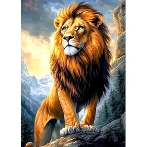 MXJSUA Lion Diamond Art Painting Kits للبالغين ، لوحات كاملة من نقاط الماس للمبتدئين ، طلاء 5D Round مع صور الماس Gems Art Paint