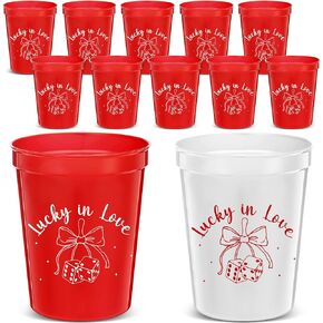12 PCS 16 OZ Lucky in Love Party Plastic Cups Las Vegas Bachelorette Curs