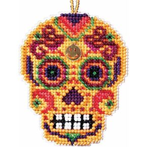 Amarillo Beaded Cross Stitch Halloween Kit 2016 Mill Hill Calavera Charmed Mhe161624