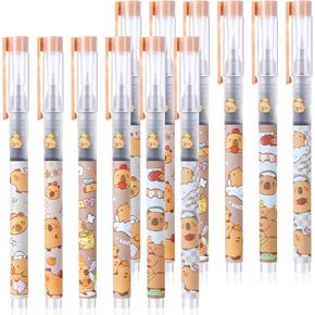 Shinyrelief 12 PCS لطيف Capybara أقلام 0.5 مم جل الأسود حبر القلم رائعتين كابيبارا كتابة أقلام القرطاسية الكرتونية التجفيف السريع الكتابة السلس لمدرسة لوازم القرطاسية