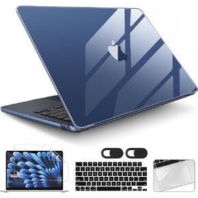 for MacBook Air 13.6 inch Case M4 M3 M2 2022-2025 Release Model A3240 A3113 A2681 with Touch ID, Sturdy Plastic Hard Shell Case with Keyboard Cover & Webcam Cover, Haze Blue