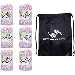 Lily Sugar'n Cream Scents Fleur de Lavender 102024-24093 (6-Pack - Same Dye Lot) Worsted Medium #4 Cotton Yarn for Crocheting and Knitting with Project Bag