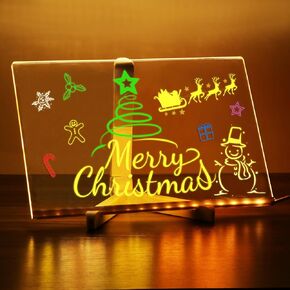 Newway Acrylic Board Dry Erase Light With Stand Desk Note Message Marker 7 Colors Marker 11 "× 8" ، ضوء الليل للغرفة/المتجر/المكتب
