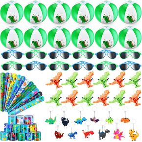 60 PCS Dinosaur Party Favors for Pool تشمل كرات الشاطئ الديناصورات سوار المفاتيح سلسلة ديناصور بخار المياه المسلحة