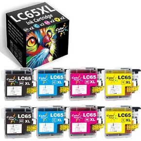 Compatible LC65HY Ink Cartridge Replacement for Brother LC65 LC-65 LC65CL for MFC-J615W MFC-290C MFC-5490CN MFC-790CW MFC-J630W MFC-490CW MFC-5890CN MFC-5895CW Printer (2B2C2M2Y, 8-Pack)