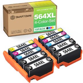 564XL Ink Cartridge (10-Pack) Replacement for HP 564XL for HP DeskJet 3522 3520 Officejet 4620 Photosmart 5520 6510 6515 6520 7520 7525 D7560 (4Black 2Cyan/2Magenta/2Yellow)