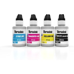VersaInk-Nano 32 MS MICR Black & 31 CS CMY Color Ink – 78ml Bottle 4 Pack – Compatible with HP 32 Black & HP 31 CMY Colors
