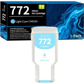 772 Light Cyan Ink 300ml 1-Pack CN632A Replacement for HP 772 CN632A Ink for DesignJet Z5200 Z5400 Printer Ink