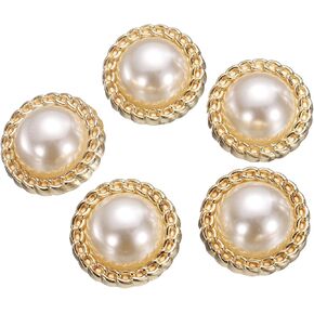 Harfington 5pcs 40l Pearl Gold Metal Metal Buttons 25mm 1 "Round Women Coat Buttons with Blastic Shank Butting DIY Button لخياطة ملابس السترة سترة ، #2