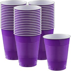 Amscan Big Party Pack 50 Count Coups ، 16 أونصة ، أرجوانية جديدة