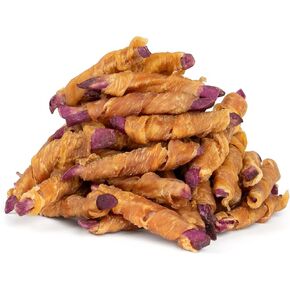 Mon2sun Rawhide Cog Treats ، وجبات خفيفة من البطاطا الحلوة الأرجواني المغلفة بالدجاج ، وعلاجات صحية وطبيعية ، وتدريب على الكلاب الصغيرة ، 10.6 أوقية (30 عدد - حزمة 1)