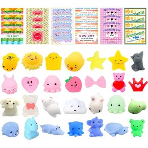 28PCS Valentines Gifts for Kids Classroom, Valentines Cards with Cute Kawaii Mochi Squishy for Kids School, Valentine Gift Exchange, Valentine Greeting Card, Game Prize, Valentines Party Favor