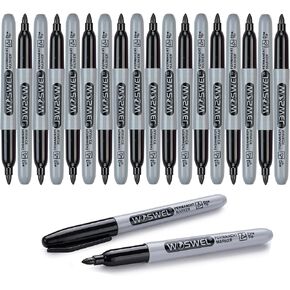Permanent Markers Bulk, 20 Pack, Black Permanent Marker Pens, Fine Tip, Waterproof, Quick Drying, Smooth Writing, Used on Glass Metal Stone Paper Most Surfaces, Office School Supplies