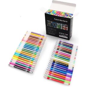 48 Colors Brush & Chisel Permanent Markers, Marker Pens for Drawing Coloring lllustrations,Dual Tip Artist Sketch Art Markers Set，Aesthetic School Supplies