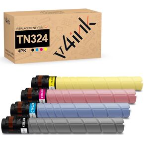 v4ink TN324 Toner Cartridge Compatible Replacement for Konica Minolta Bizhub TN324 TN-324 TN324K TN324C TN324M TN324Y Toner for C258 C308 C368 Printer Toner Set, 4-Pack