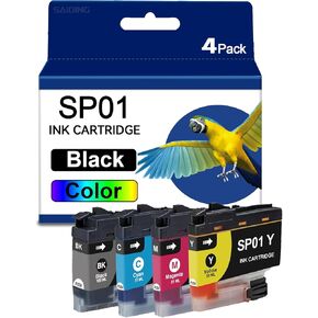 SP01 Sublimation Ink Cartridge SP01XLBK SP01CS SP01MS SP01YS Ink Cartridge High Yield Replacement for SP-1 Sublimation Inkjet Printer(4-Pack)